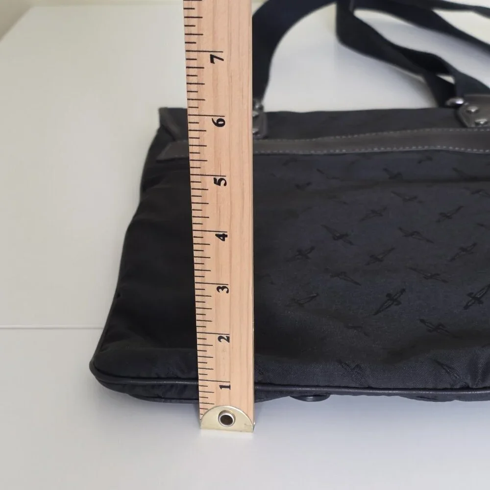 Cesare Paciotti Messenger Cross Body Dagger AOP Bag Made In Italy Black Embossed
